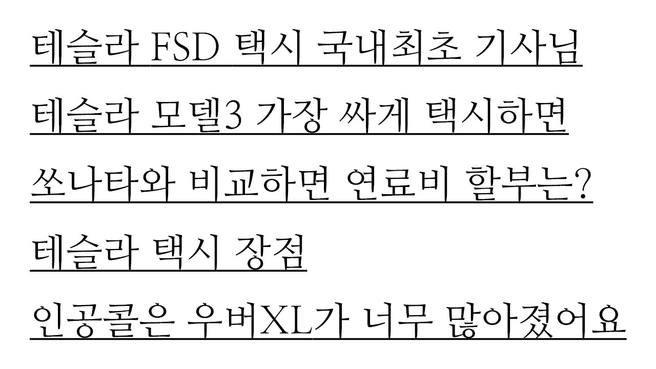 국내최초 테슬라FSD 택시기사님 테슬라모델3 최저로 택시하면 쏘나타와 할부 및 연료비 차이는 얼마나 날까? 테슬라 택시의 장점