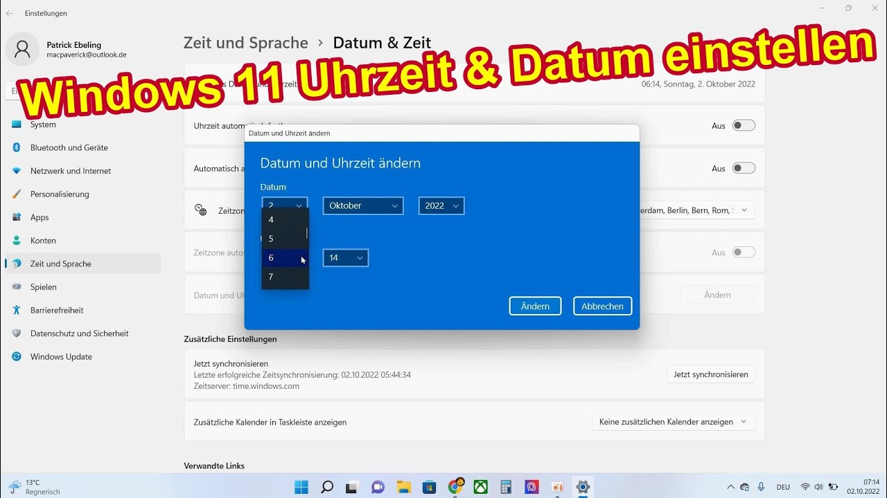 Windows 11 Uhrzeit einstellen &ndash; Windows 11 PC / Laptop Uhr stellen &ndash; Uhrzeit & Datum &auml;ndern