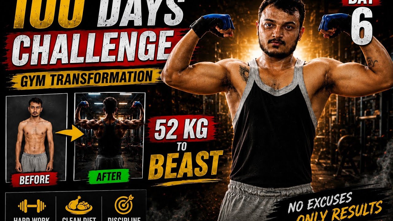 100 Days Gym Transformation | Day 6 💪 | No Excuses, Only Discipline | Hardik Fitness