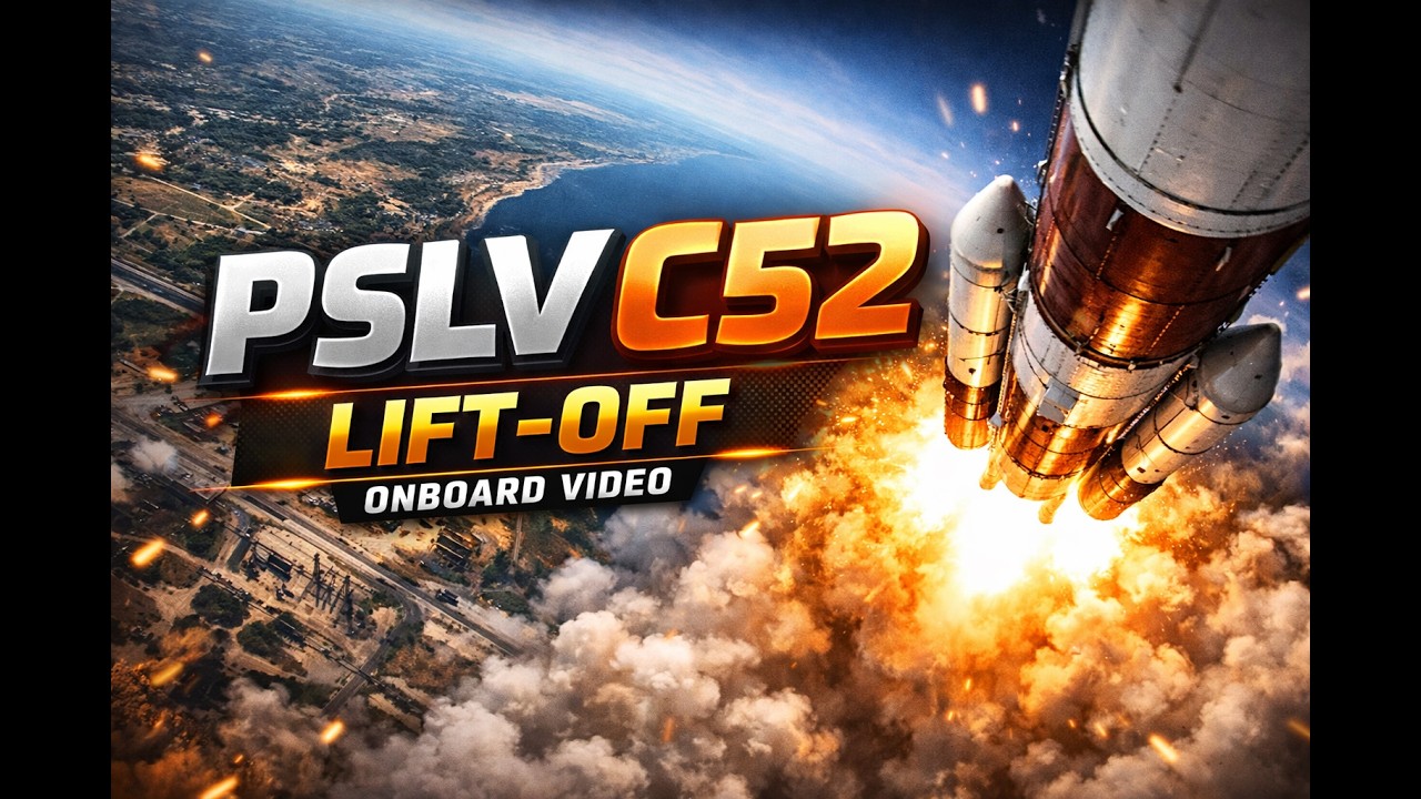 pslv c52 lift off onboard video