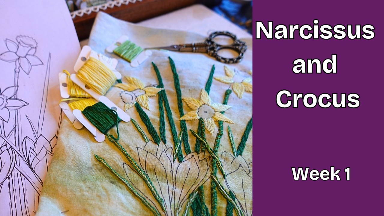 Hand Embroidery Flowers - Daffodils with Watercolor & Beautiful Stitches
