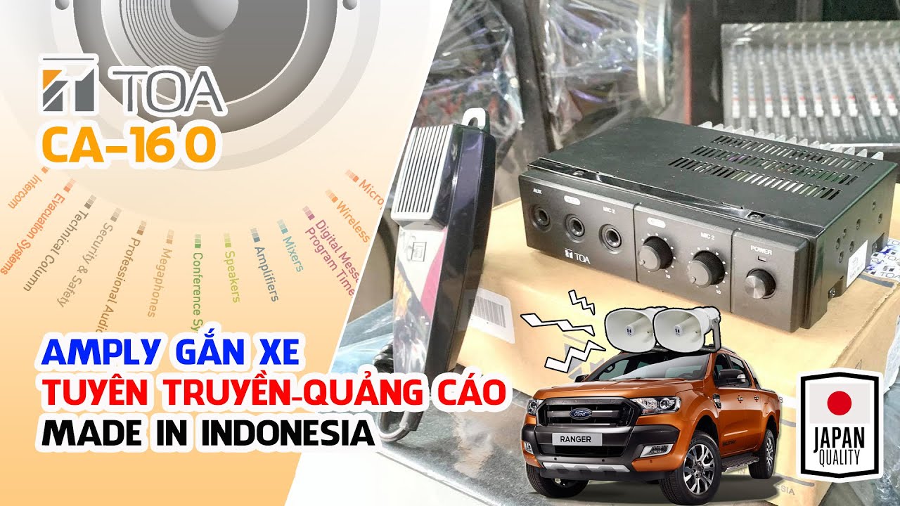 TOA CA-160 // Amply Truyền Thanh Gắn Xe Ôtô Kèm Micro - Chuyên Dùng cho Thông Báo - Quảng Cáo #V94