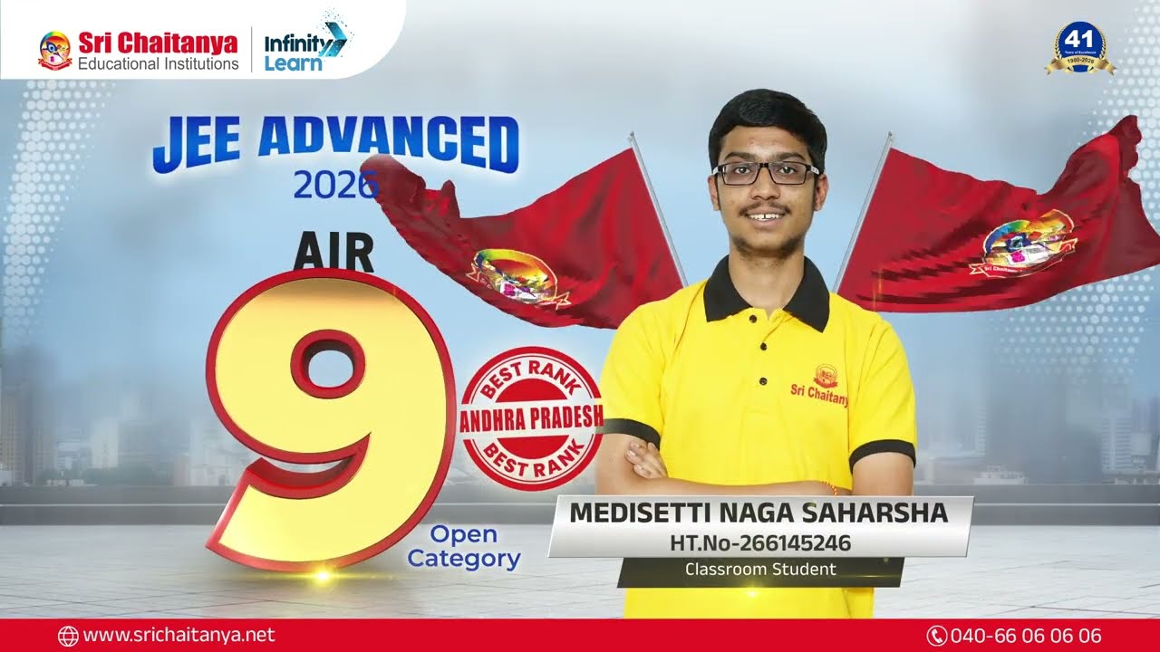 How I Scored AIR 9 in JEE Advanced 2026 | Medisetti Naga Saharsha Success Story | Sri Chaitanya
