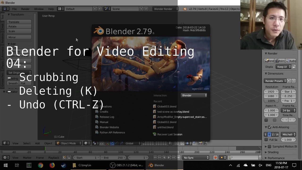 Scrubbing, Deleting and the Undo action in Blender's Video Sequence Editor (04)
