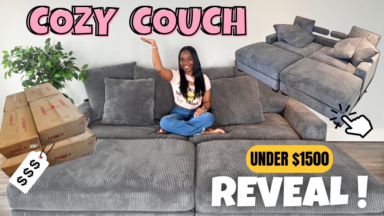 Couch Unboxing + TV Mounting Vlog 🛋 | Wayfair Corduroy Sectional + 2-Month Honest Review 📺✨