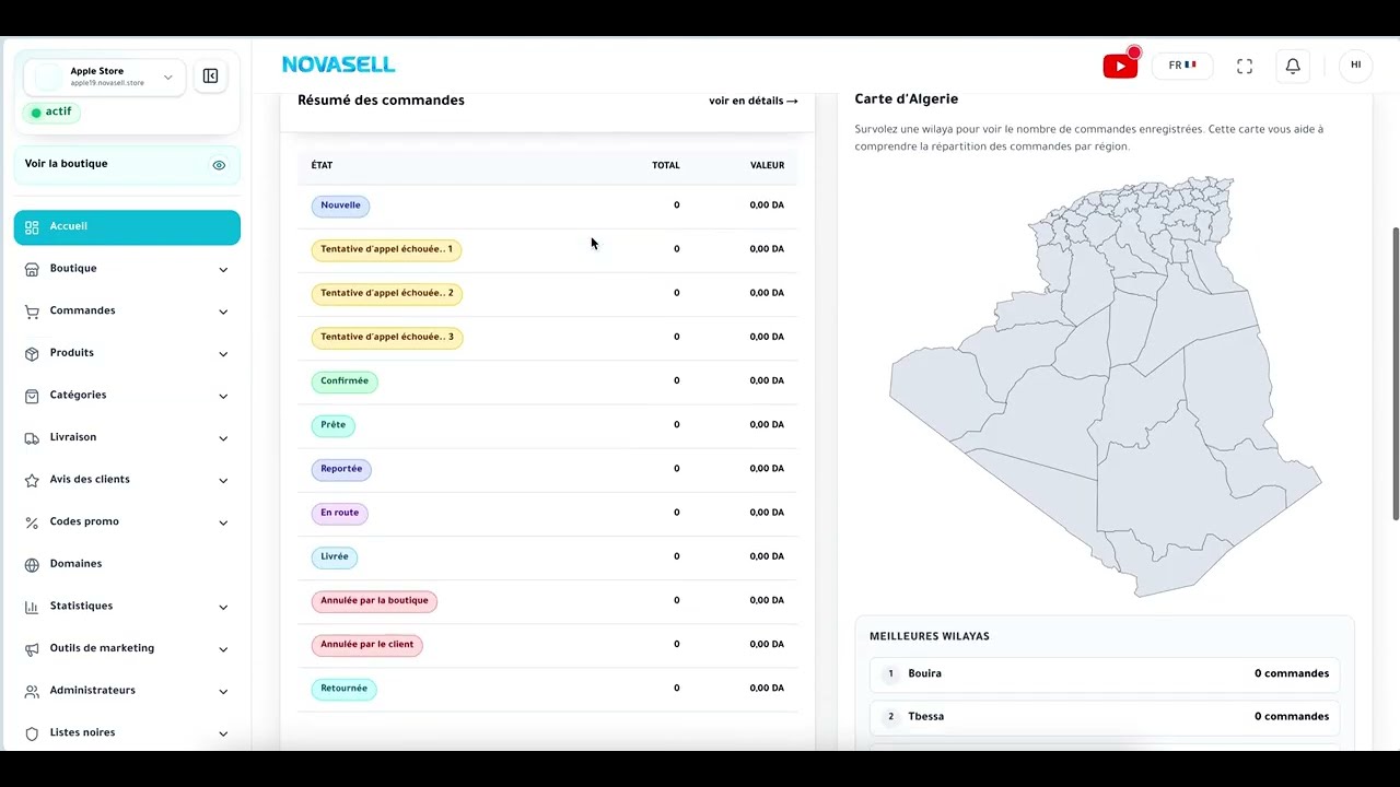 Comment Créer une boutique/store sur la plateforme Novasell