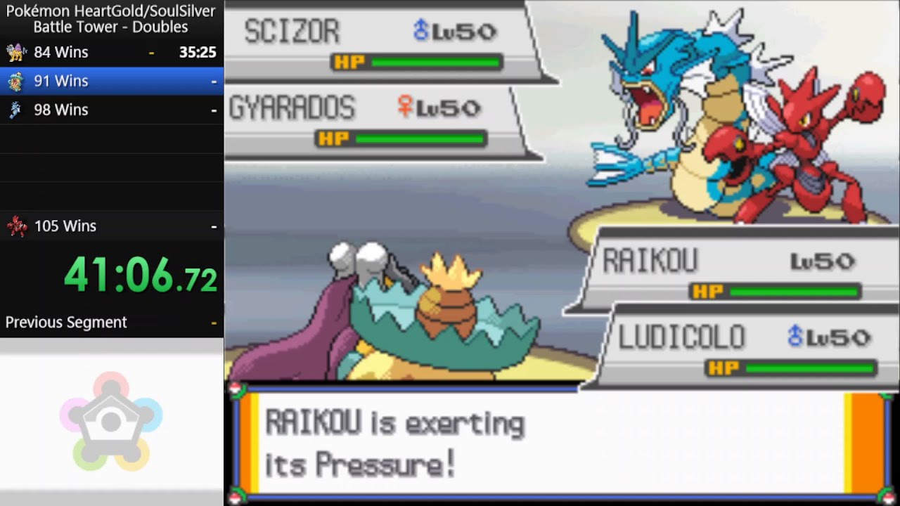 Pokemon HG/SS - Battle Tower Doubles Rain Team (78 - 96 WINS) End Streak!