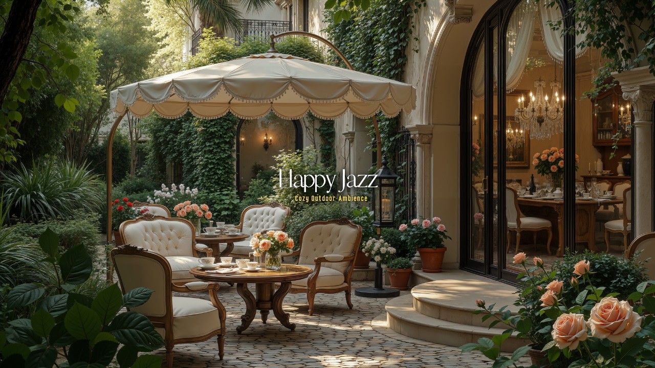 Начните Свой День С Нежной Джазовой Музыки На Открытом Воздухе | Уютный Джаз В Прекрасном Саду Дл...