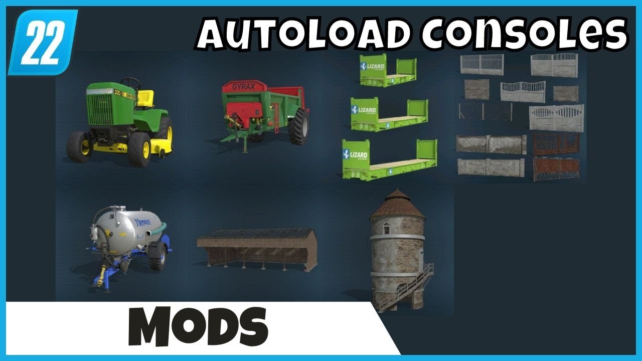 Flat Rack Contêineres com Autoload para Consoles, Mod BR e Pack de Cercas no Farming Simulator 22