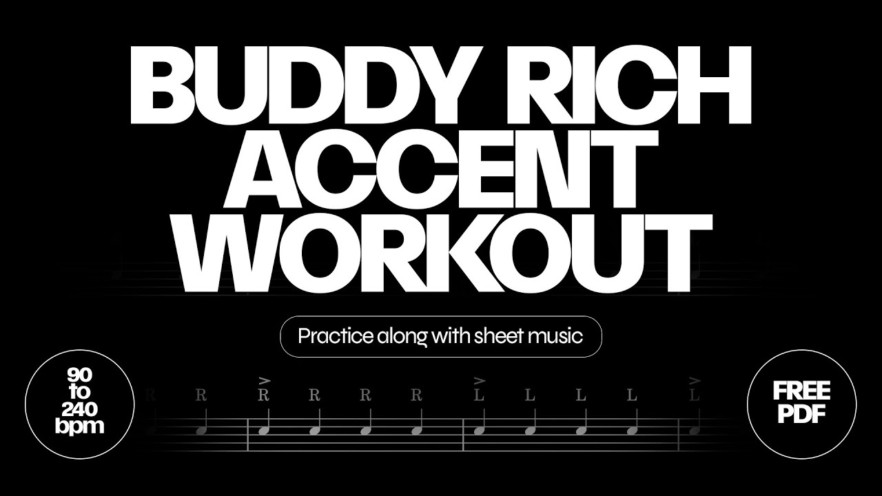 Buddy Rich Accent Practice : Daily Drum Workout & Warmup Routine | Sheet Music | 90 to 240 BPM