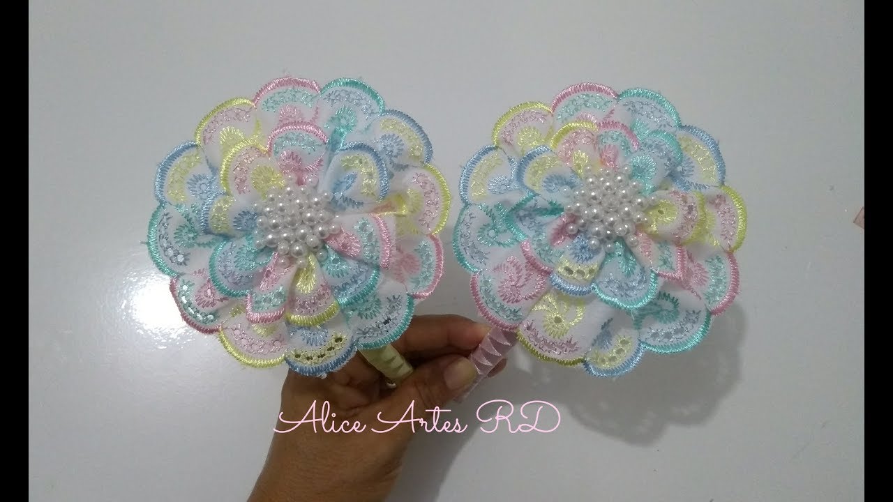 Flor de Bico Bordado para tiara  Aula 63