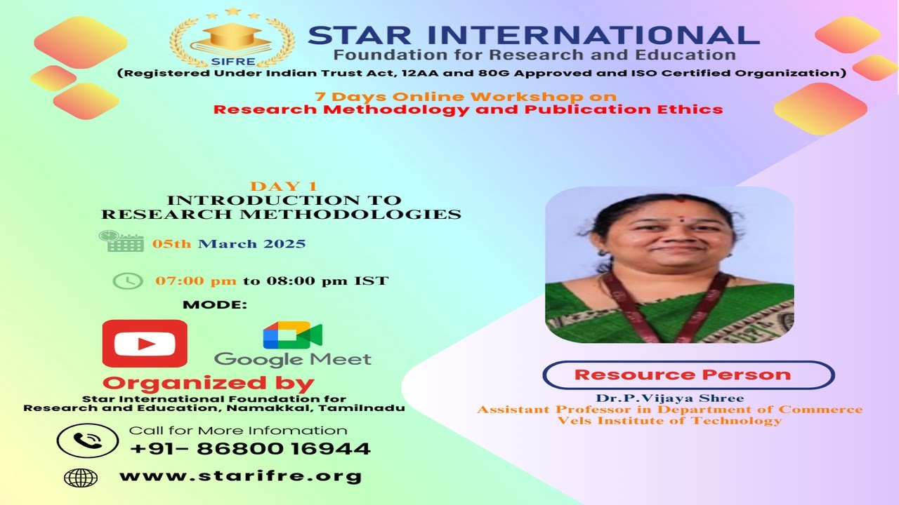 7 Days Online Workshop on Research Methodology and Publication Ethics Day-1