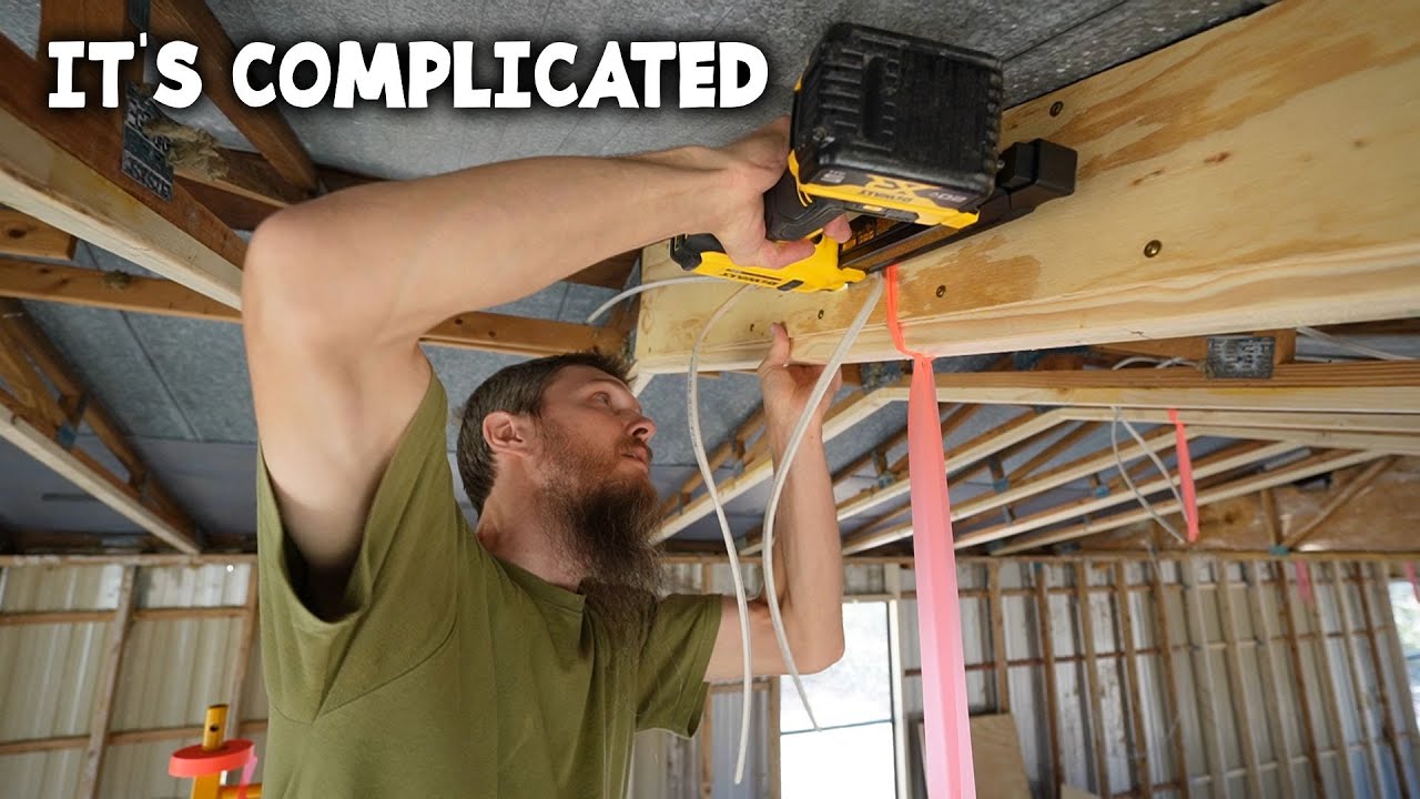 Wiring the Ceiling Before it Gets too Hot! - Salvaged Mobile Home Rebuild