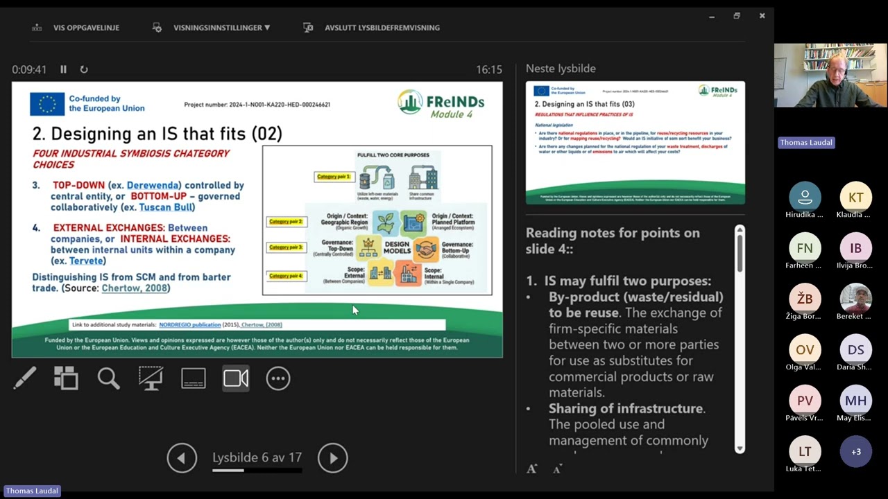 Live lecture in Smart Circular Economy From Industrial Symbiosis to Future Supply Chains 20260309 16