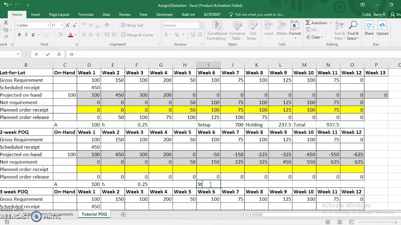 Lot Sizing in Material Requirements Planning