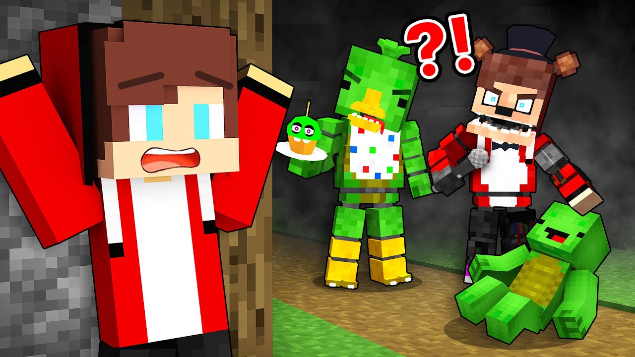 JJ and Mikey vs FNAF Twins - Maizen Minecraft Animation