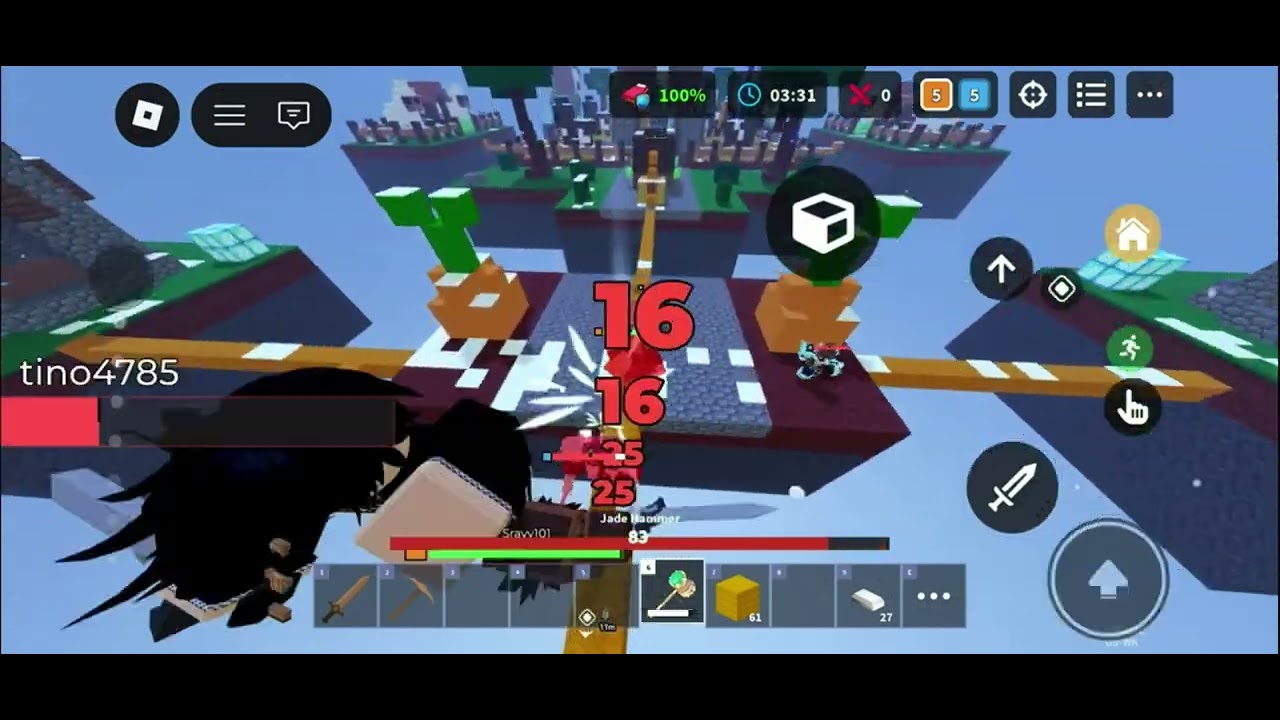 Playing ranked in Roblox bed wars 