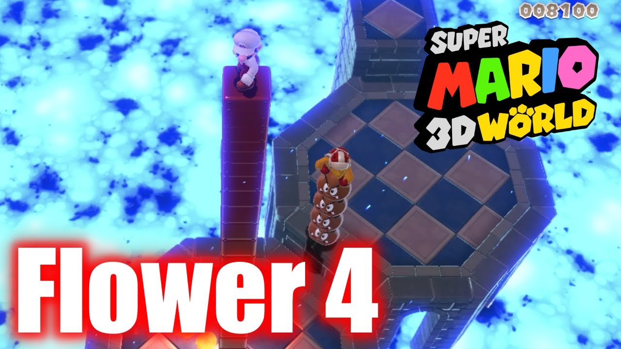 Super Mario 3D World - World Flower 4 - Faster Fort Fire Bros. - All Stars 100% Gameplay Walkthrough