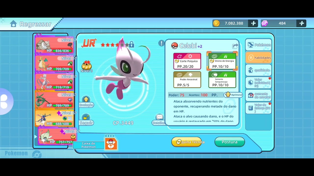 Poke tamon, mostrando minha conta
