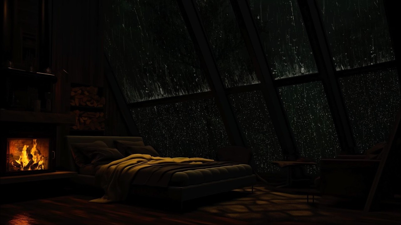 Calm Cabin Rainstorm 🌙 Gentle Rain Music ASMR Sounds to Beat Insomnia
