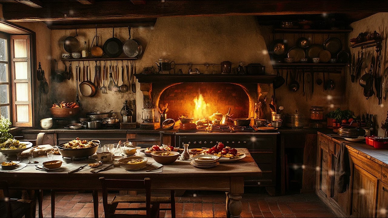Relax With Simple Sounds In The Warm Kitchen When You Want To Find A Place To Return To | Fire Sound