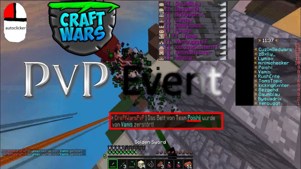 POISHII im YOUTUBER BATTLE zerstört??? UNFAIRE METHODEN vs. LYMIAX!! CRAFTWARS PVP-EVENT #01