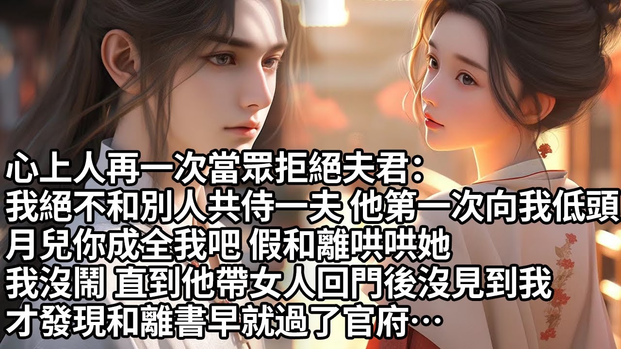 【一口氣看完】心上人再一次當眾拒絕夫君：我絕不和別人共侍一夫 他第一次向我低頭：月兒你成全我吧 假和離哄哄她，我沒鬧 直到他帶女人回門後沒見到我，才發現和離書早就過了官府…【許青瑟】【大女主】