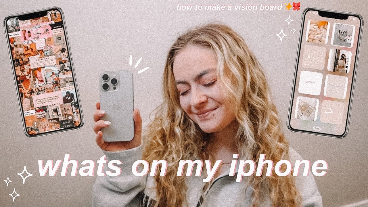 WHAT'S ON MY NEW NATURAL TITANIUM IPHONE 15 PRO 2024: NEW YEARS IOS 17 CUSTOMIZATION *vision board*