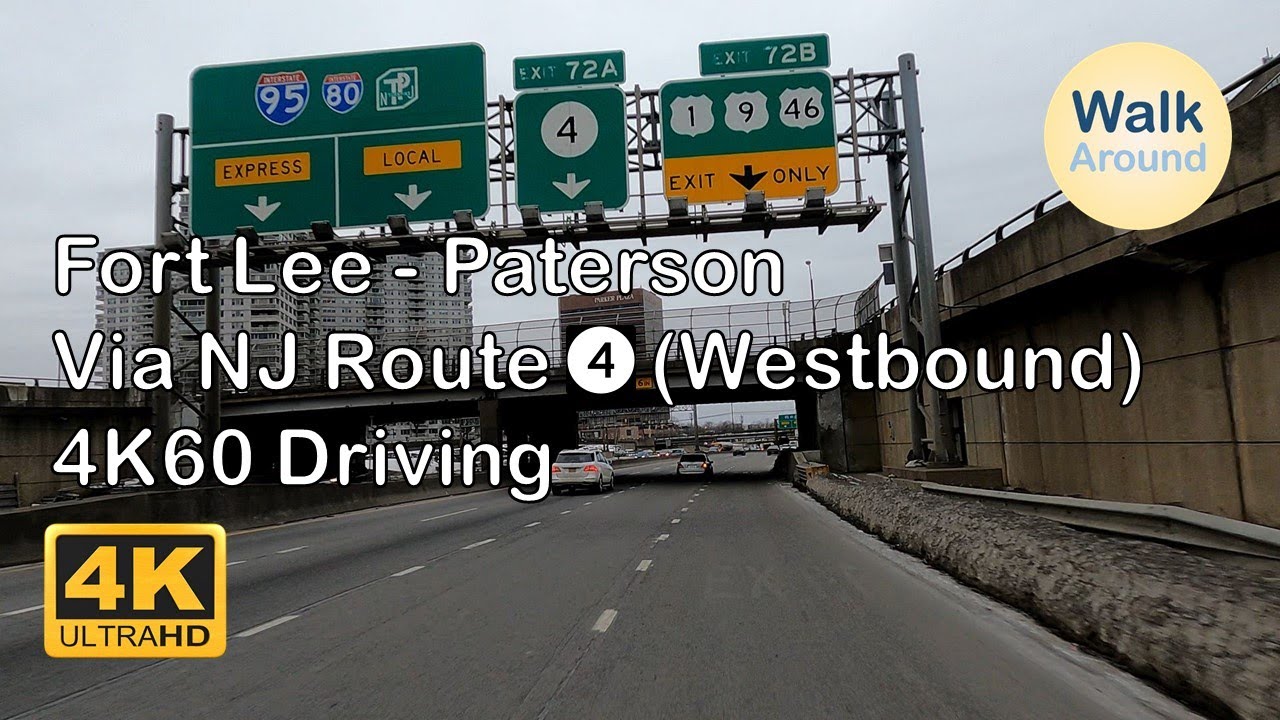 【4K60】 Driving - From Fort Lee to Paterson via NJ Route 4 (Westbound)