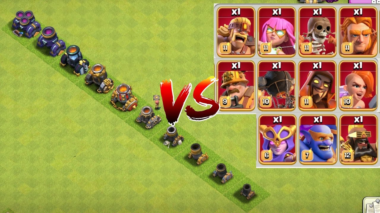every level Mortar base formation vs super troops, heroes attack experiment video