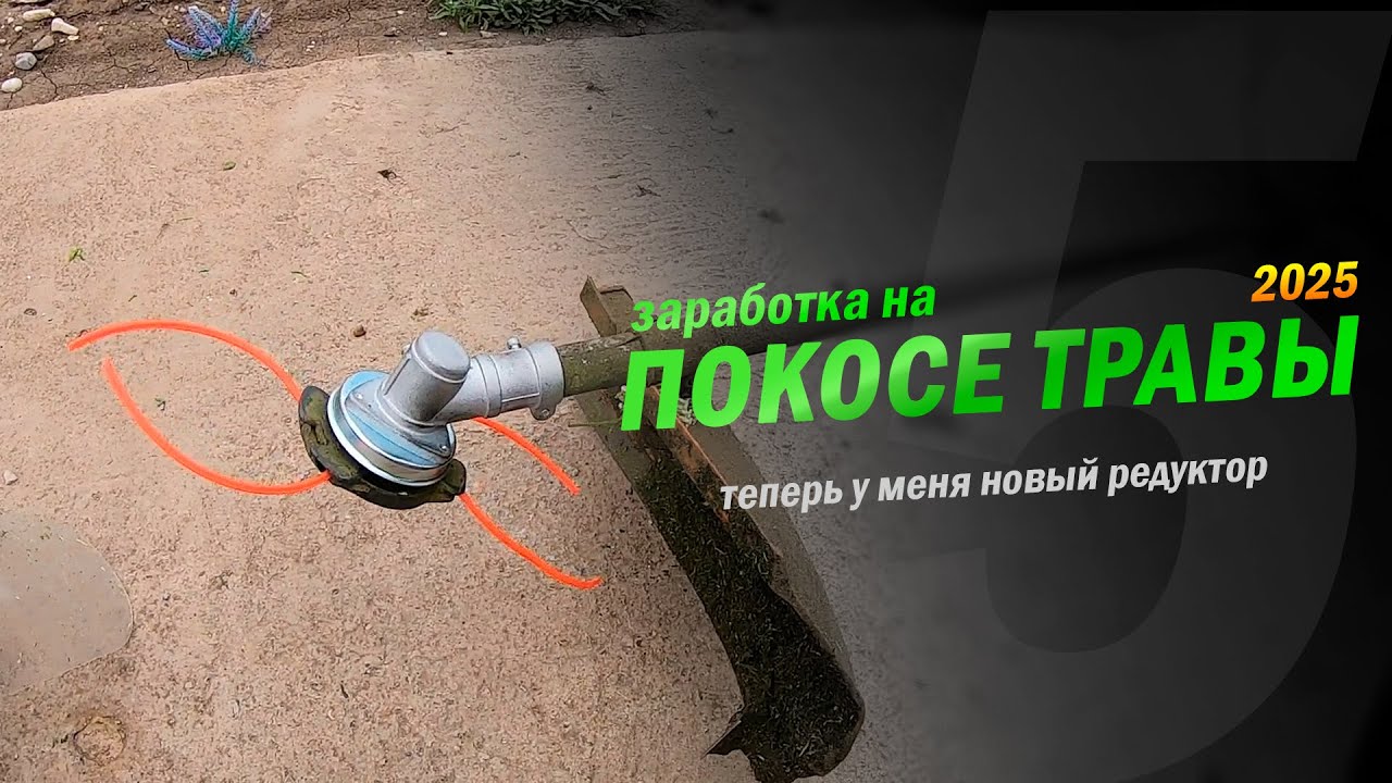 Теперь у меня новый редуктор. Заработок на покосе травы триммером в деревне.