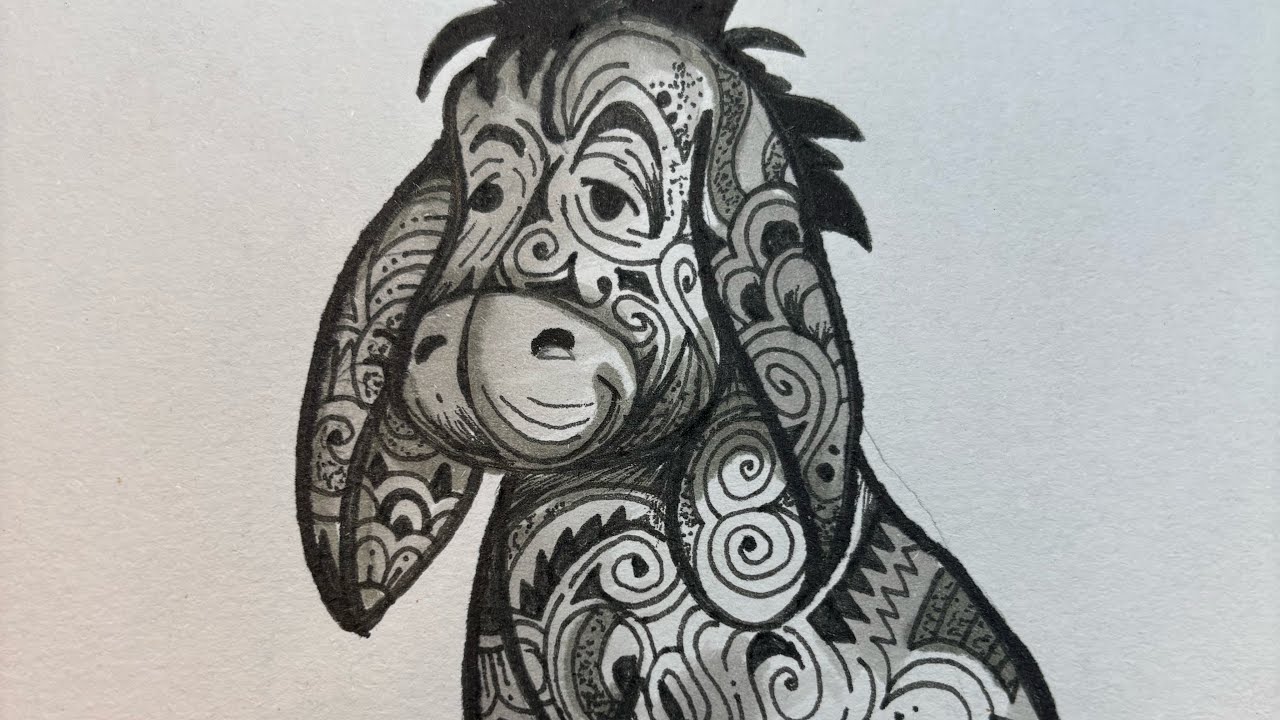 Zentangle art with eeyore