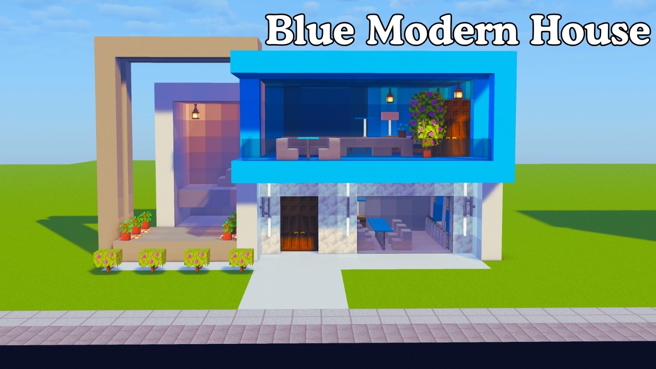 Minecraft Blue Modern House Tutorial 🏠