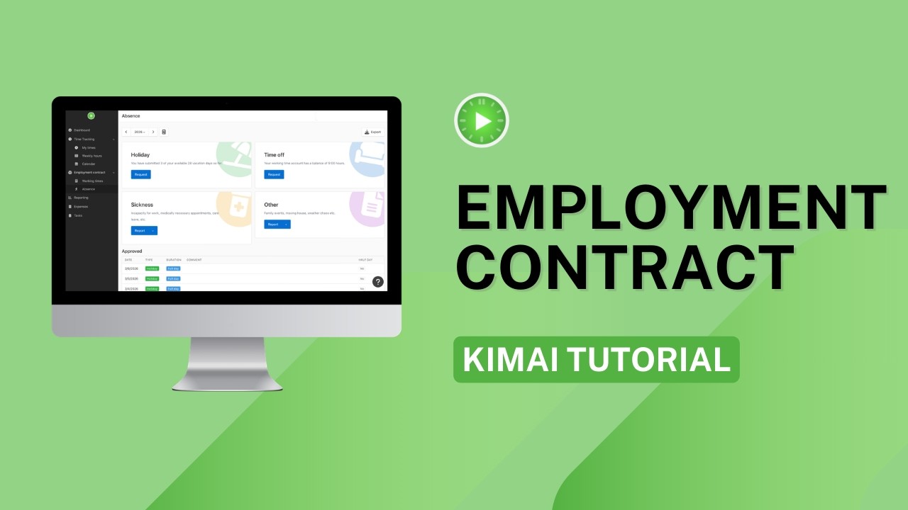 Set Up Working Time & Absences | KIMAI TIME-TRACKER