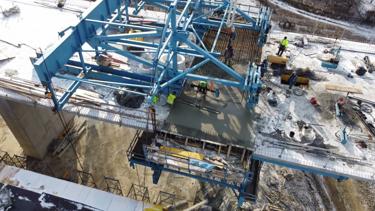 Autostrada A1 Sibiu Pitești lot1 Sibiu Boița Viaductul Tălmăcel filmat în 22 01 2022