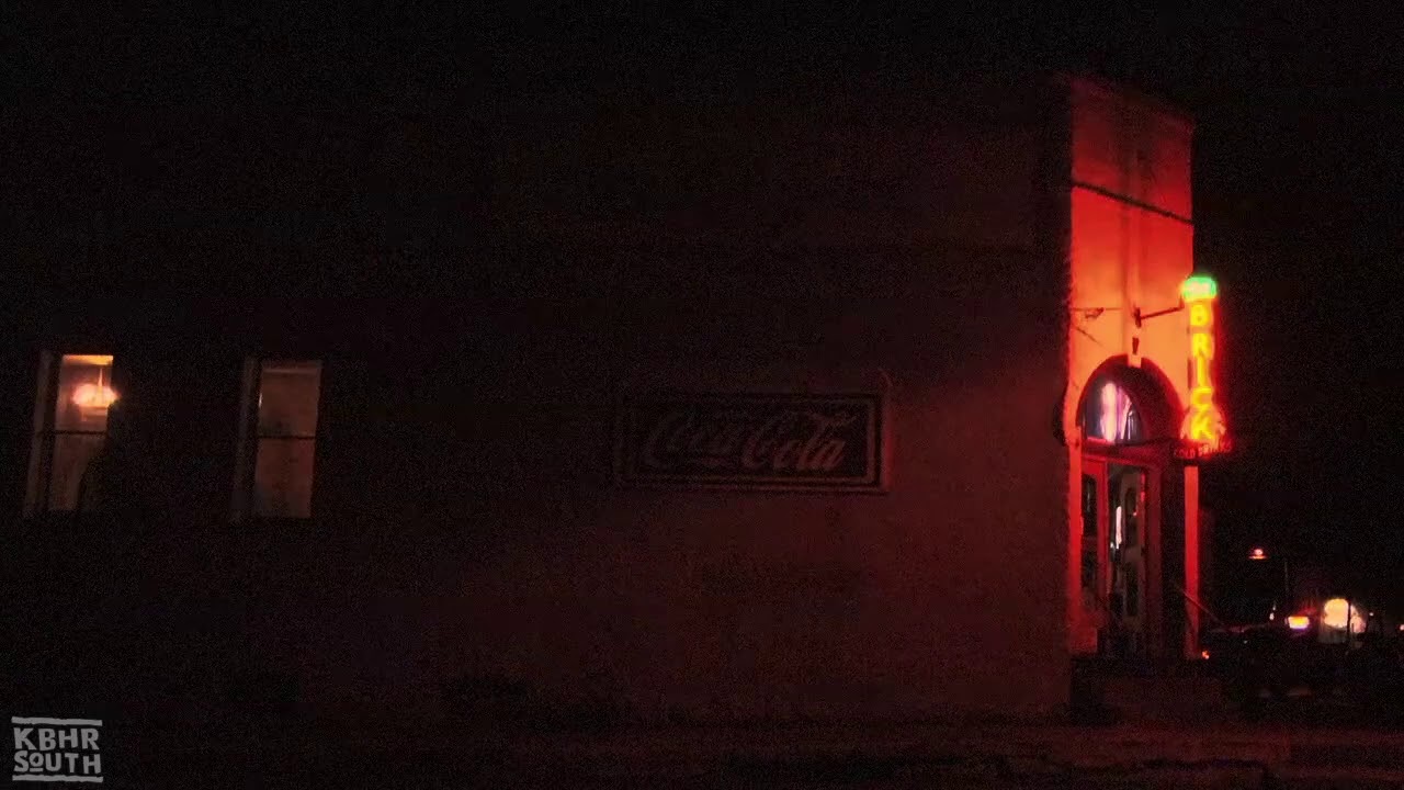 Night in front of The Brick in Cicely Alaska