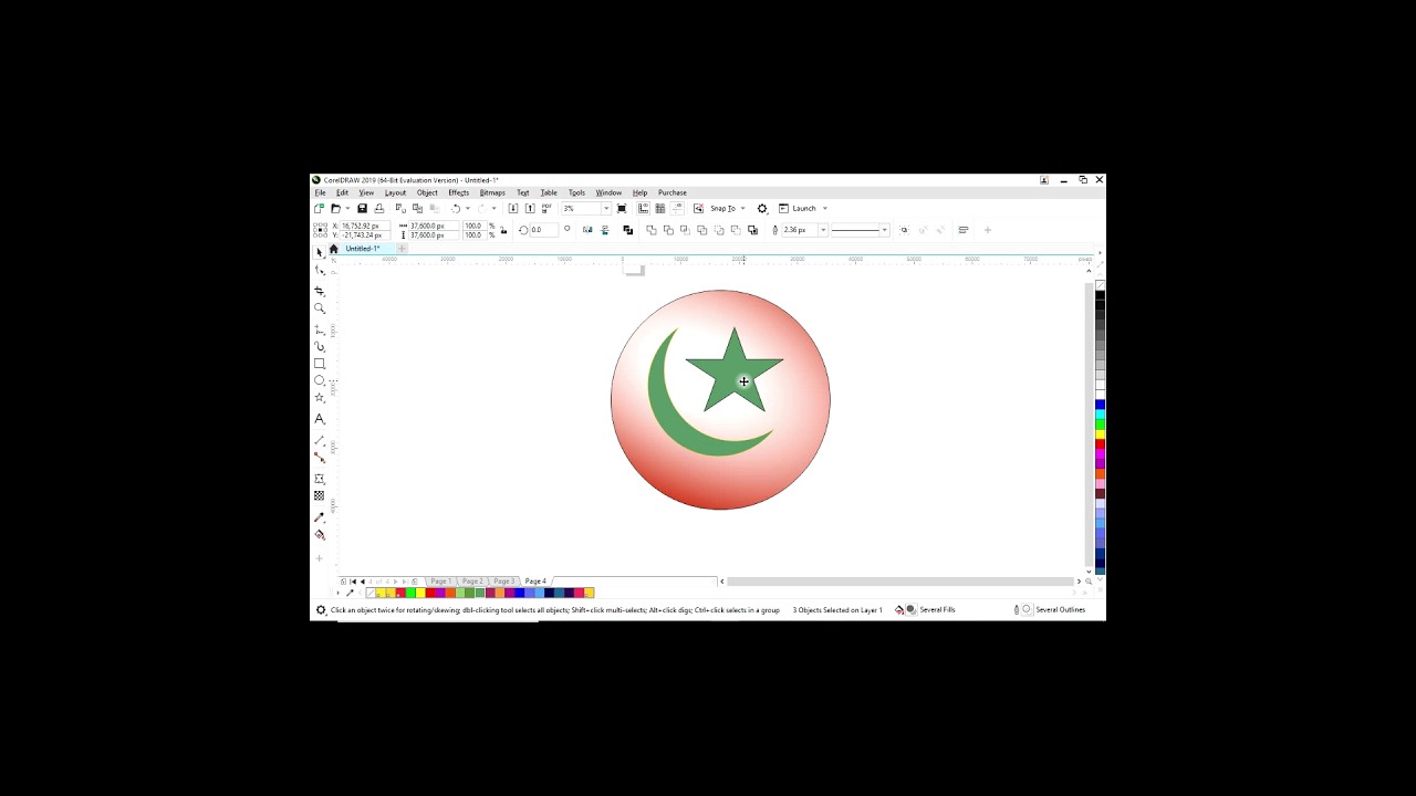 how to make in coreldraw design #islamic logo कैसे बनाए | #moon #star #a.n logo graphic design #shor