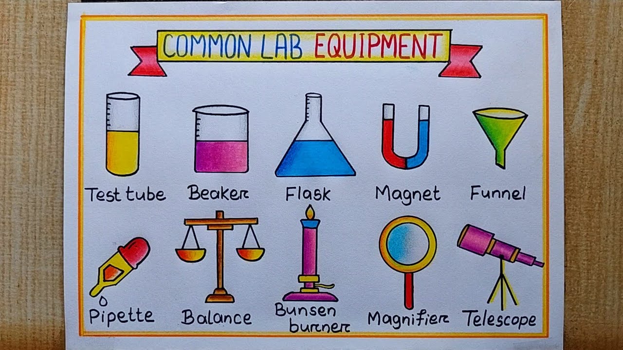 Science Day Special drawing easy| Scientific Equipment Poster| Common lab equipment drawing easy
