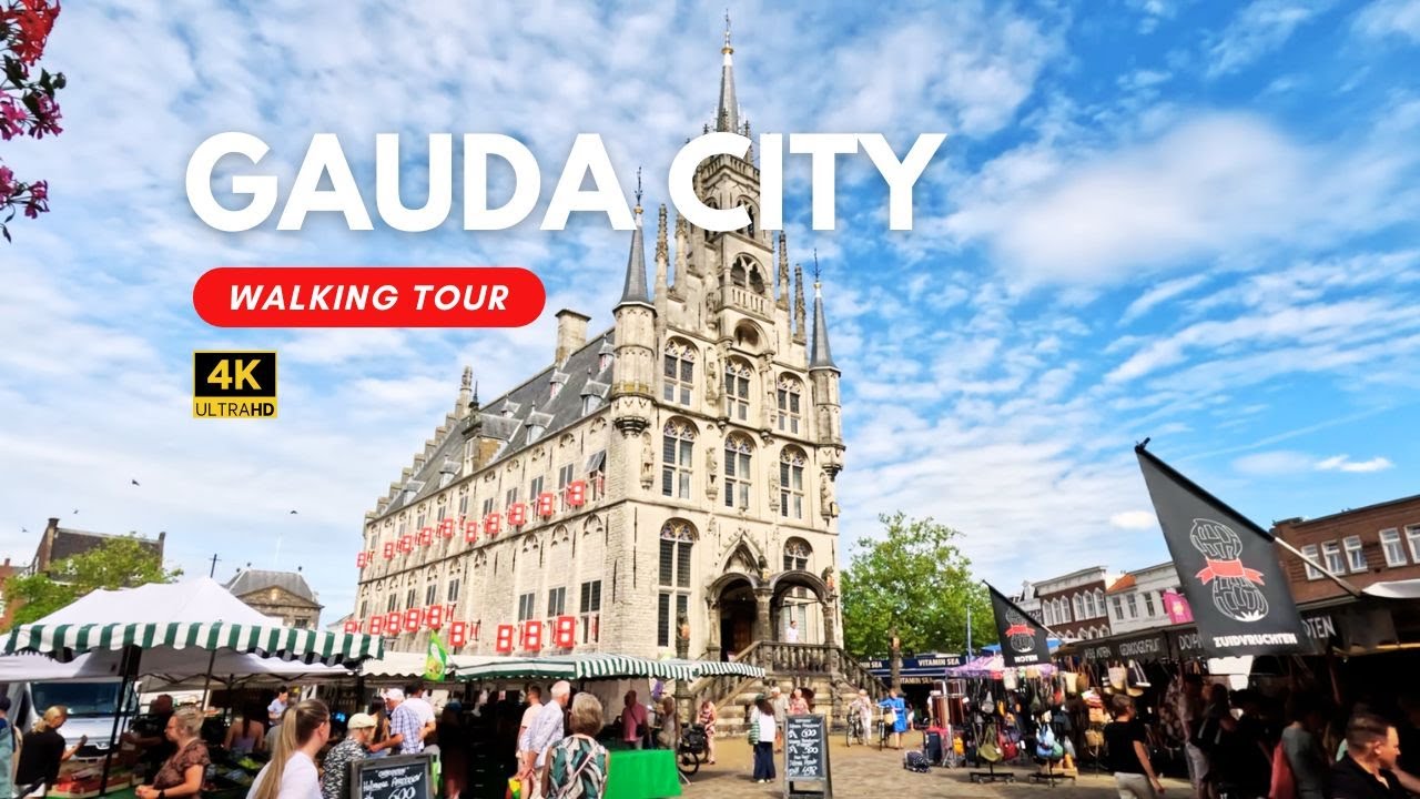 4K Gouda City Walking Tour | Exploring the City Centre, Market, Church & Cheese Museum