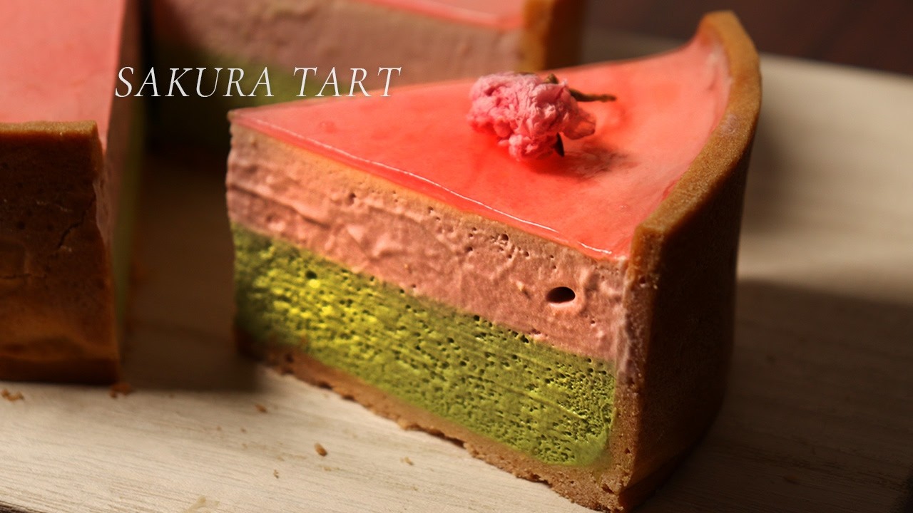 Sakura Tart | Cherry Blossom & Matcha Mousse Tart 桜と抹茶のムースタルト