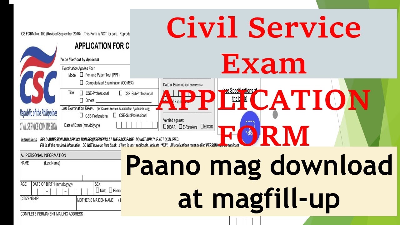Paano mag download at mag fill up ng CIVIL SERVICE EXAM APPLICATION FORM?