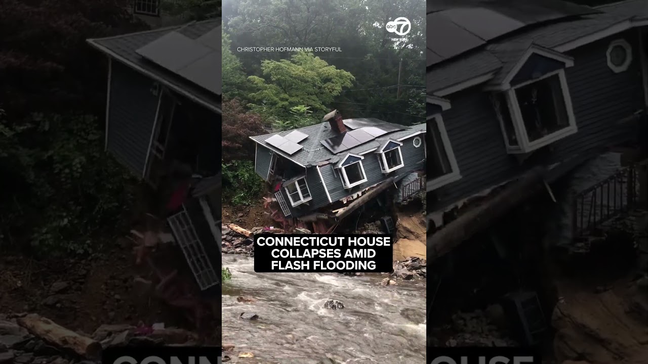 House collapses in Oxford, Connecticut after torrential rain #flooding #weather #connecticut #news