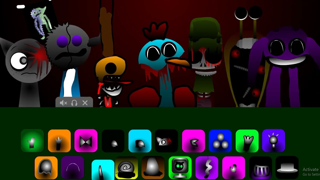 Sprunki - incredibox - Phase 13 P3  dark mode Green background | spinGame