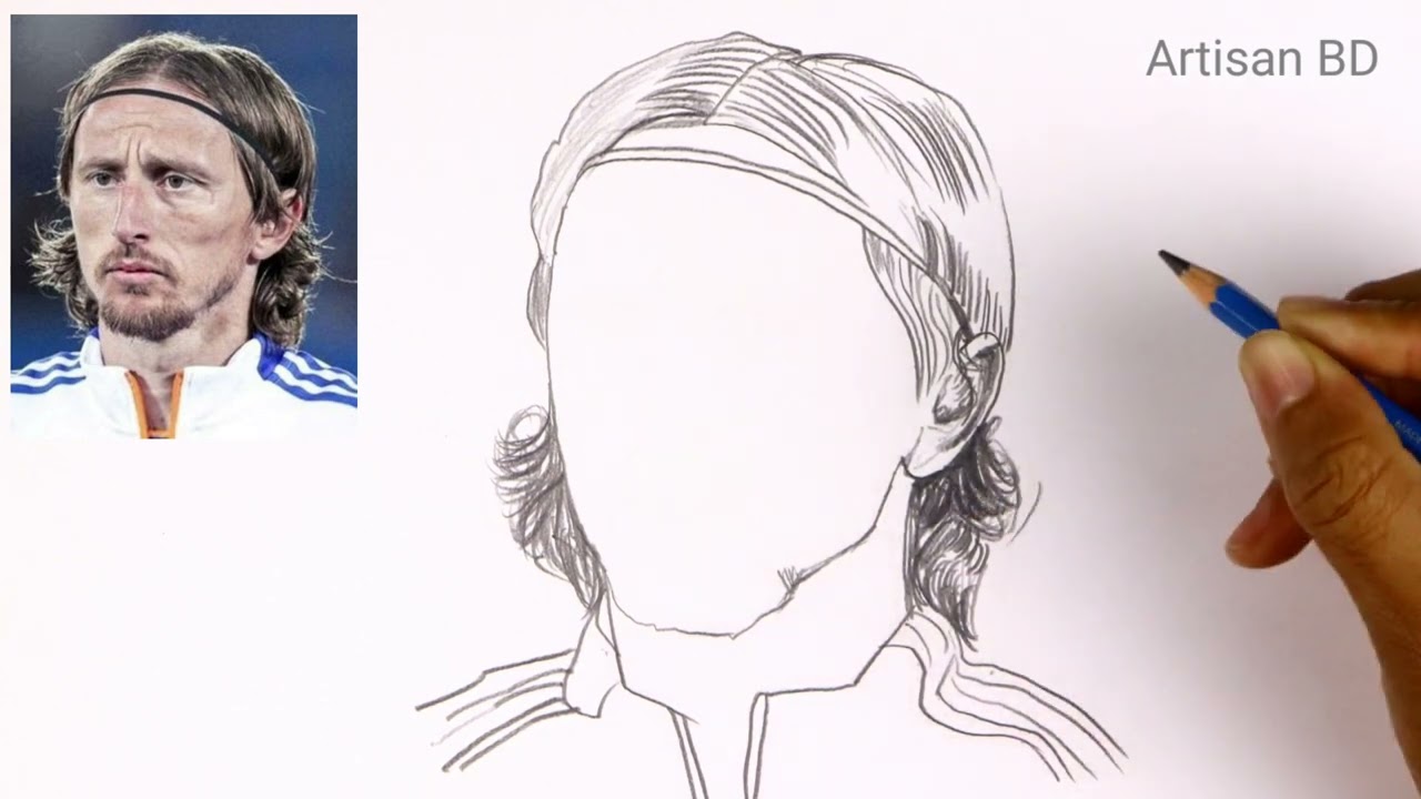How to Draw Luka Modric, Easy Pencil Sketch, Luka Modric from Croatia