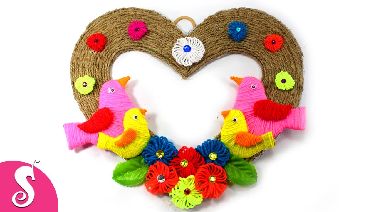 Woolen BIRDS Wall SHOWPIECE from JUTE | Wall Decoration | Jute Craft Idea