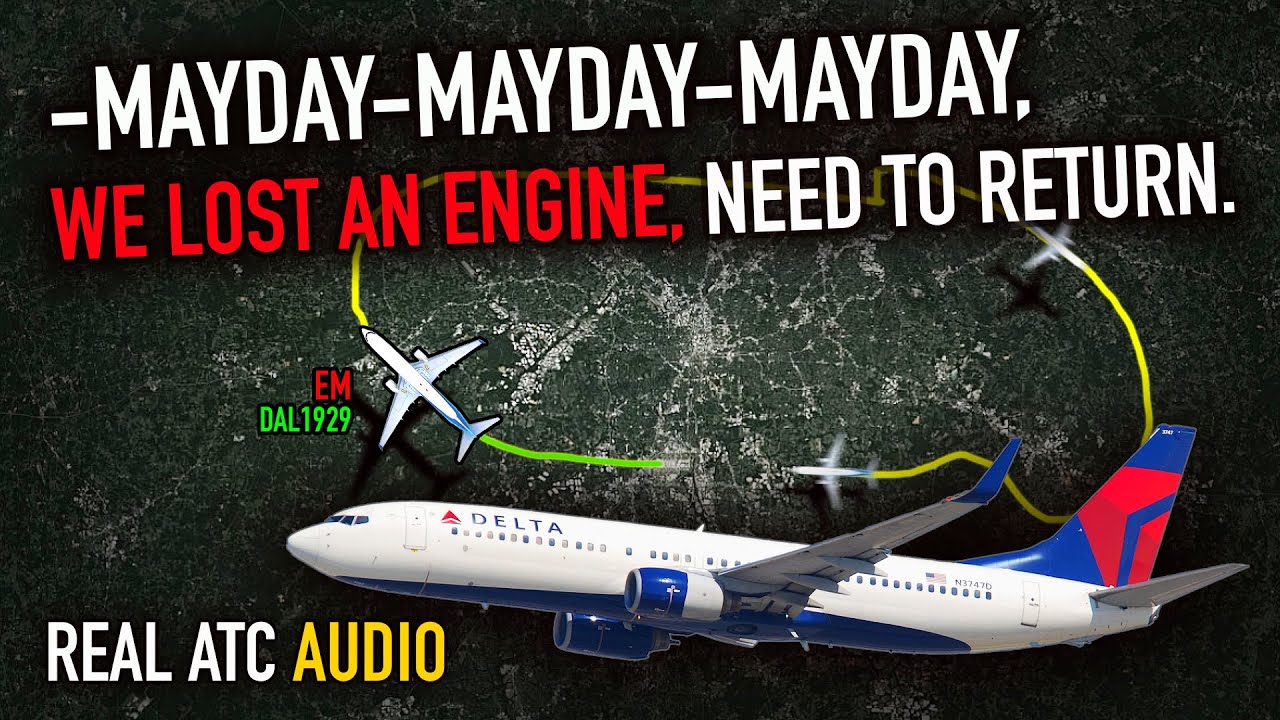 DELTA's Boeing 737-800 LOSES ENGINE on СLIMB-OUT at Atlanta Airport. REAL ATC
