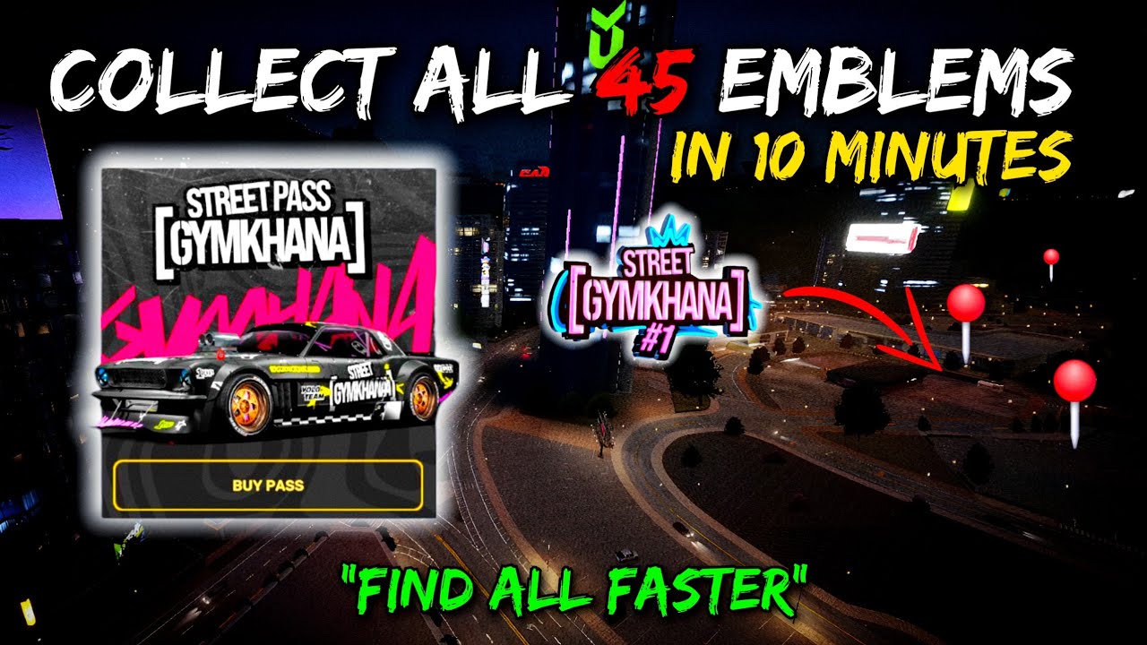 Расположение всех 45 эмблем на CarX Street Gymkhana Fest (обновление V1.13)