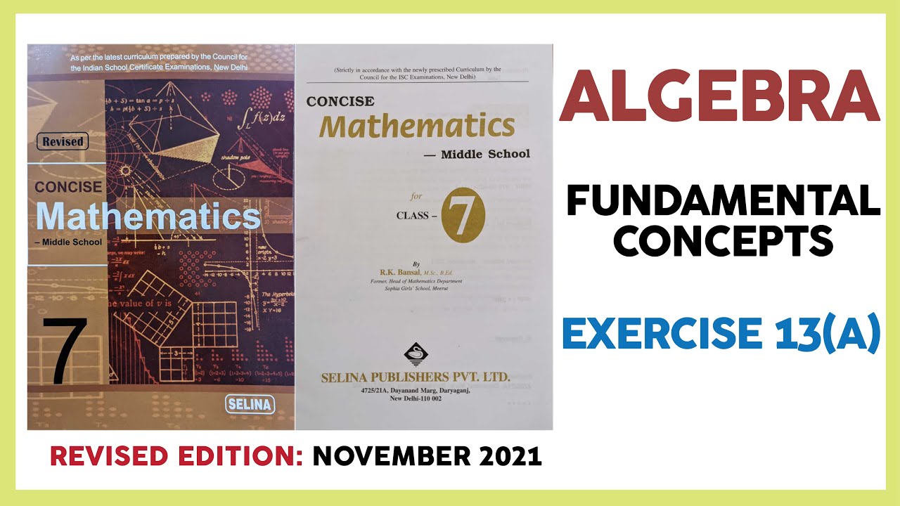 CLASS 7 SELINA MATHS - ALGEBRA EX 13(A)