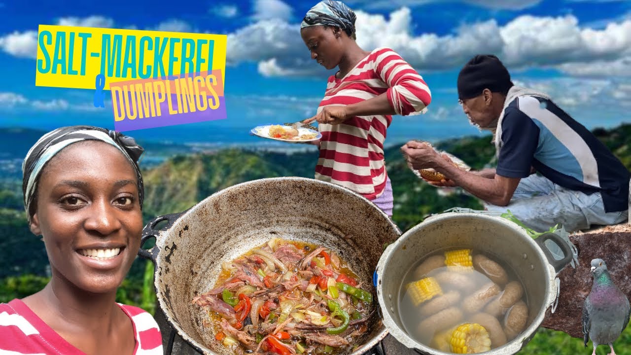 I Cook Salt-Mackerel & Dumplings For The Family | Jamaican Outdoor Cooking | Rainy Day Cookout