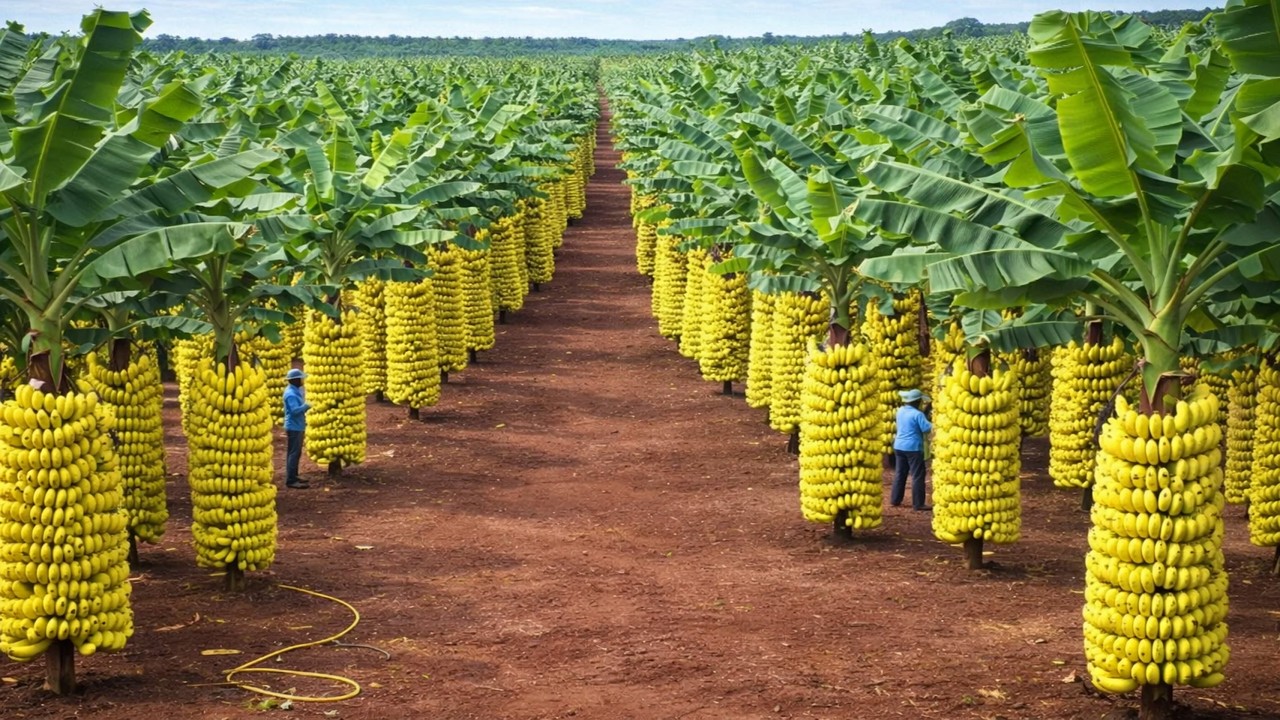 Advanced banana growing techniques increase fruit yield, bringing high economic efficiency.